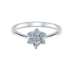 Palazo Jewellery 18K White Gold Flower Ring With 7 Round Diamonds