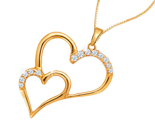Two Hearts Diamond Pendant