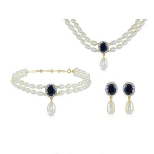 Pearls Blue Sapphire Set