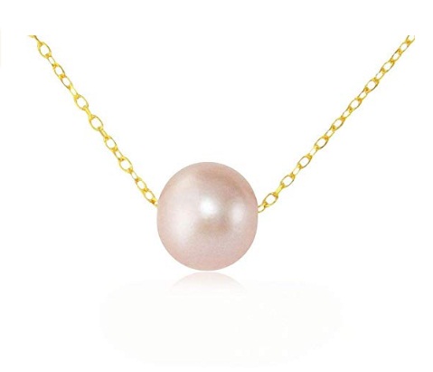 Gold necklace with pearl on sale pendant
