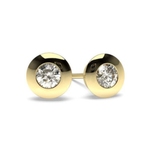 Bazel Yellow Gold Diamond Stud Earring