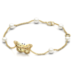 Butterfly Yellow Gold Pearl Bracelet