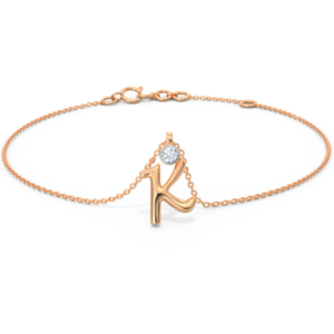 Letter "K" Rose Gold Diamond Bracelet