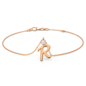 Letter "R" Rose Gold Diamond Bracelet