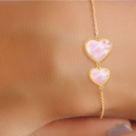 Heart Yellow Gold Pearl Bracelet