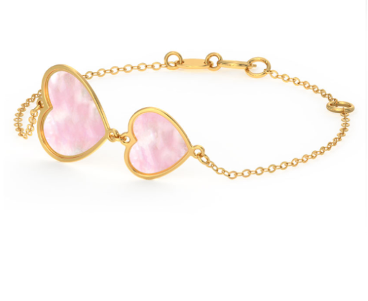 Heart Yellow Gold Pearl Bracelet