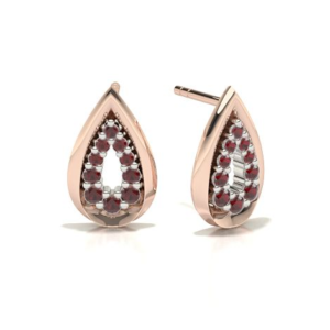 Pear Rose Gold Ruby Stud Earring