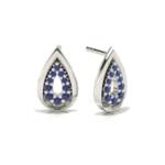 Pear White Gold Blue Sapphire Stud Earring