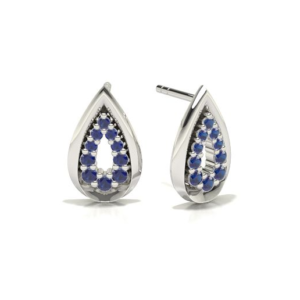 Pear White Gold Blue Sapphire Stud Earring