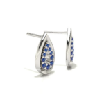 Pear White Gold Blue Sapphire Stud Earring