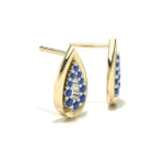 Pear Yellow Gold Blue Sapphire Stud Earring