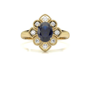 Rimini Blue Sapphire & Diamond Yellow Gold Ring