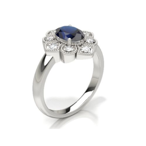 Rimini Blue Sapphire & Diamond White Gold Ring