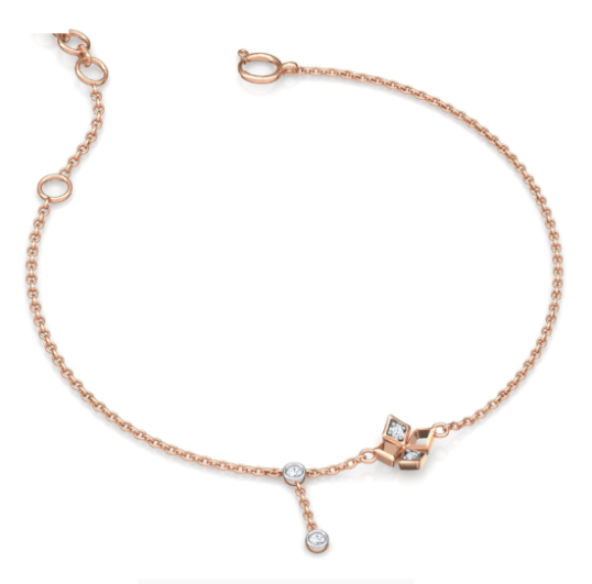 Spade Rose Gold with Charm Diamond Bracelet