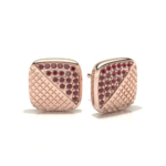 Square Rose Gold Ruby Earring