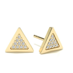 Triangle Yellow Gold Diamond Earring