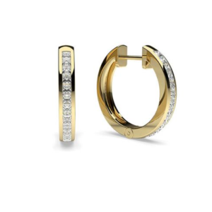 Hoop Yellow Gold Diamond Earring