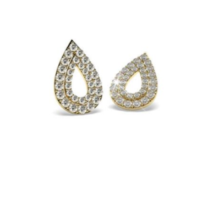 Pear Yellow Gold Diamond Stud Earring