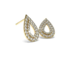 Pear Yellow Gold Diamond Stud Earring