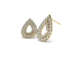 Pear Yellow Gold Diamond Stud Earring