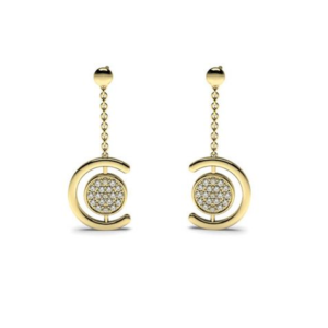 Dangling Yellow Gold Diamond Stud Earring