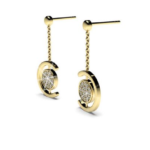 Dangling Yellow Gold Diamond Stud Earring