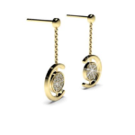 Dangling Yellow Gold Diamond Stud Earring