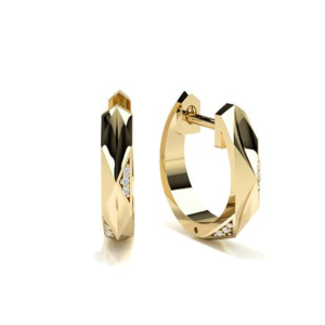 Verona Yellow Gold Diamond Hoop Earring