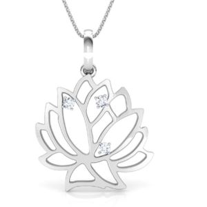 18k White Gold Diamond Pendant with chain