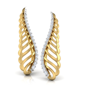 Angel Wings Yellow Gold Diamond Earring