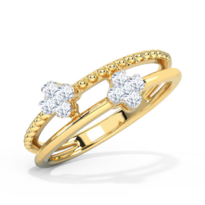 Beads Duo Clover 18k Yellow Gold Diamond Ring