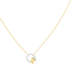 Butterfly Yellow Gold chain 18k with Continuos Diamond Pendant