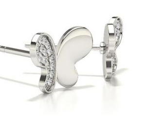 Butterfly Stud White Gold 18k Diamond Earring