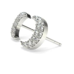 Crescent Moon Stud White Gold 18k Diamond Earring