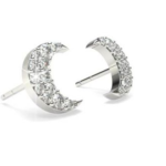 Crescent Moon Stud White Gold 18k Diamond Earring
