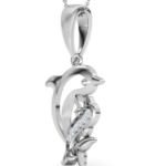 Mother & Baby Dolphin White Gold 18k Diamond Pendant