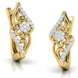 Flower Clip Yellow Gold Diamond Earring