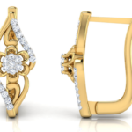 Flower Clip Yellow Gold Diamond Earring