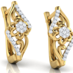 Flower Clip Yellow Gold Diamond Earring