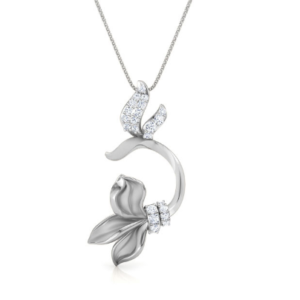 Flower Angle White Gold 18k Diamond Pendant w/chain