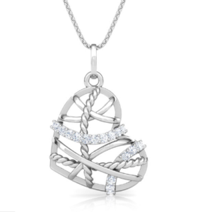 Heart & RopeWhite Gold 18k Diamond Pendant w/chain