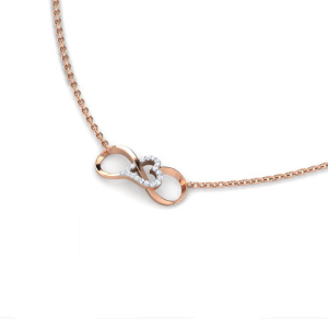 Infinity Heart Gold 18k Necklace with Continuous Diamond Pendant