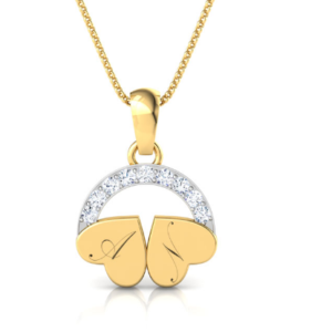 Initial in Heart Gold 18k Diamond Pendant w/chain