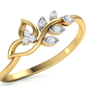 Leaf Yellow Gold Diamond Ring