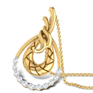 Lian Flame Yellow Gold 18k Diamond Pendant w/chain
