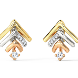 Linear Arrow Tri-color Gold Diamond Earring