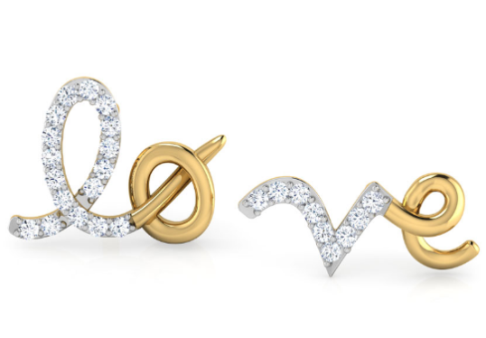 Love Stud 18k Yellow Gold Diamond Earring