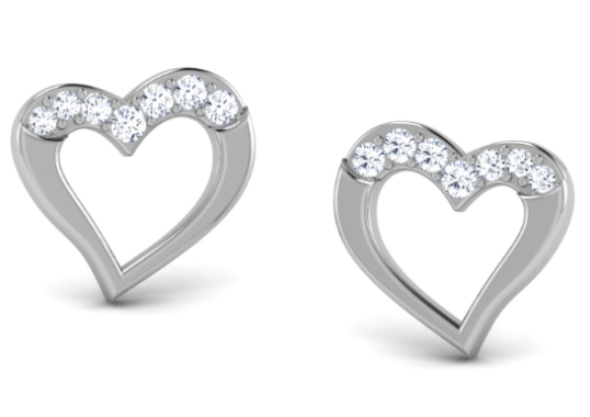 Lovely Heart White Gold 18k Diamond Earring
