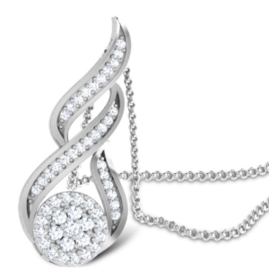 Owen Flame White Gold 18k Diamond Pendant w/chain