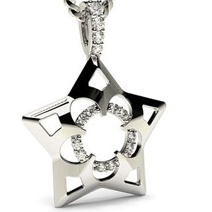 Pam Star White Gold 18k Diamond Pendant